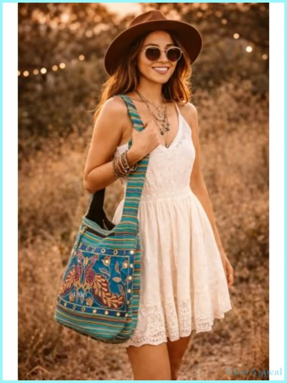 Handmade Woven Cotton Jacquard Hobo Shoulder Bag Large Everyday